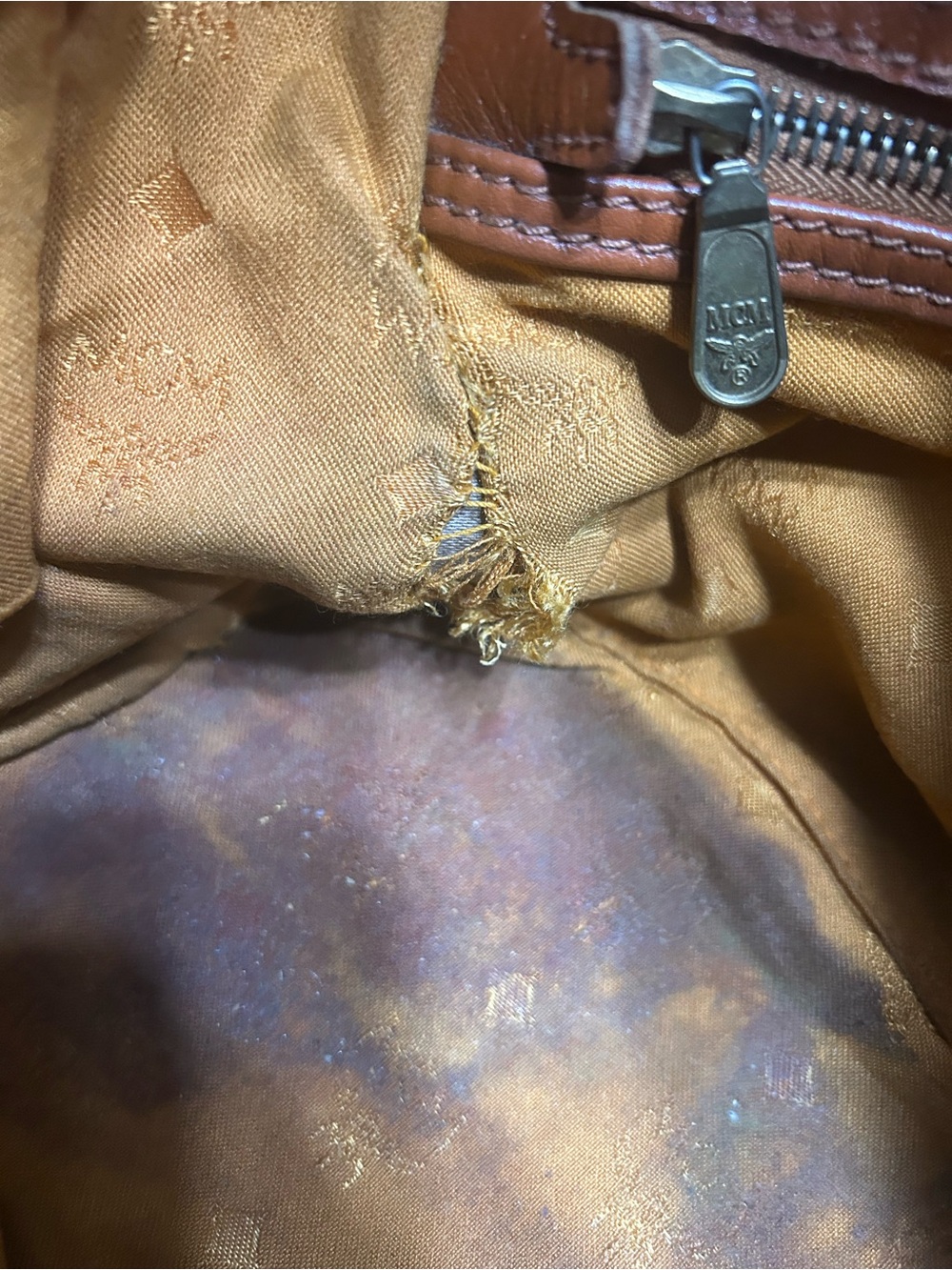 MCM Tan Visetos Monogram Satchel with Brown Handles 13x8x7 (read descript) - Picture 14 of 15